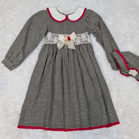 Vintage Mimi Fashion USA Girls Gingham Dress with Matching Bonnet Size 10 - Picture 13 of 13